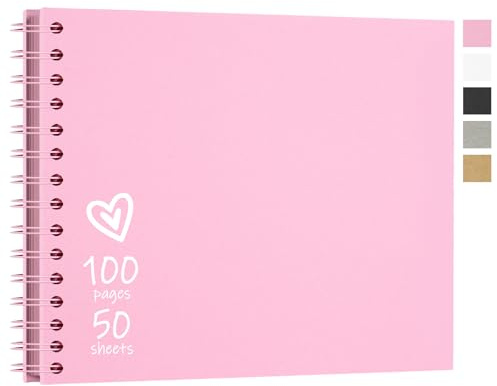 Vienrose Gör-det-själv-fotoalbum Scrapbook Inbunden Kraftpapper Scrap Book, 28 x 20,5 cm 50 sidor rosa