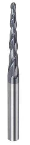 sourcing map Tapered Ball Nose End Mill CNC Router Bit, 1.5mm Radius 1/4 Shank Solid Carbide TiAlN Coated Upcut Spiral 2 Flutes Cutter Milling Tool, 3mm Dia 3 Total Length