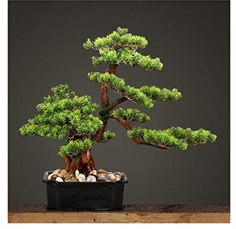 DFHS46JK Bonsaï Artificiel Bonsaï Artificiel, Fausses Plantes, décoration avec Pot de Fleur carré en céramique, Fausses Plantes de pin en Pot d'intérieur Plantes artificielles