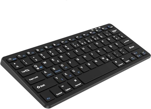 aMZCaSE QWERTZ Kabellose Bluetooth Tastatur für iPad,kompatible mit iPad 10.2/9.7,Pro 11/Pro 12.9,Air/Mini/iPhone,für Windows,iOS,Android (Schwarz)