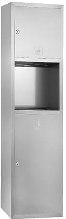 Paper Towel Dispenser Trash Can, Commercial Stainless Steel Toilet Paper Niche Wall-Mounted Storage Waste Receptacle Organizer for Hotel Public Bathroom(33x140x14cm)