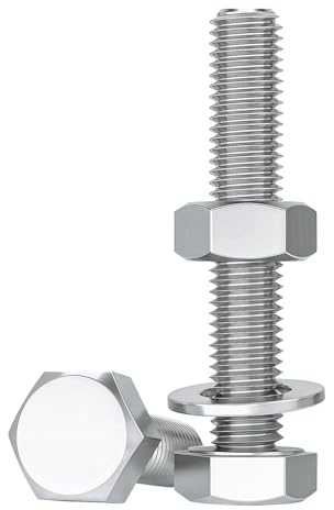Drenky M10 x 80 mm sexkantsskruvar, bultar och muttrar i rostfritt stål A2 V2A, skruvsats M10, maskinskruvar, brickor sortiment kit, 10 stycken, DIN933/DIN934/DIN125