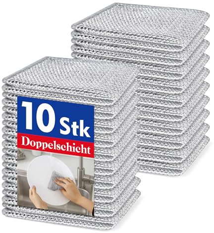 MEEQUE Spülschwamm - Stahlschwamm Putzlappen, Stahlwolle Spüllappen Schwamm für Küche Reinigungstücher und Stahlschwamm Lappen, Edelstahl Reinigungstücher, spüllappen waschbar Für Küchentuch, 20Pack