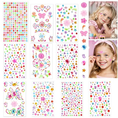 Vicloon Strass Autocollantes Colorées, 2300 Strass Pierres à Paillettes Autocollantes Gommettes Paillettes Diamant Gem Cristal Acrylique pour DIY Artisanat Nail Body Maquillage Décoration, Coloré