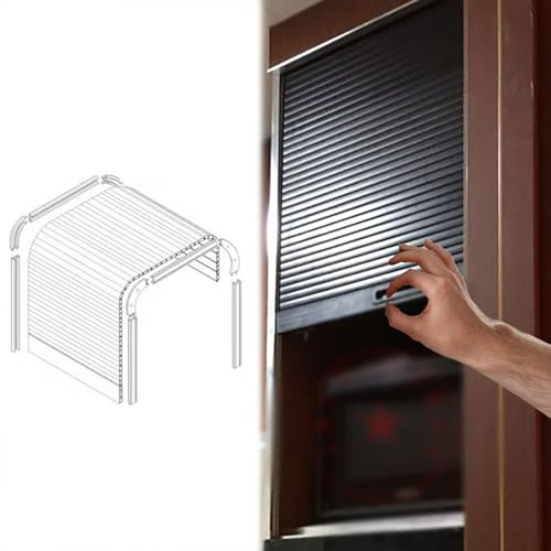 MLYAYE Persianas para armarios Puerta corrediza de persiana con riel en U, Puerta Enrollable Flexible y Recta para armarios de Pared, aparadores, mostradores y armarios(85 x 120 cm)