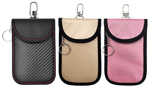 Muorruo Lot de 3 Protections de Clés de Voiture Keyless, Étui de Protection Keyless Go en Pochette de Faraday, Bloqueur RFID pour Sécurité et Protection Contre Le Vol de Clés de Voiture
