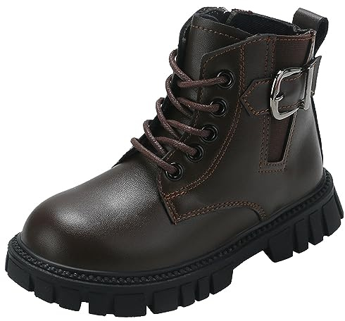 Bottes d'hiver pour femmes et enfants, chaussures tendance, talon épais, semelle souple, bottines décontractées, confortables et respirantes, marron, 30 EU