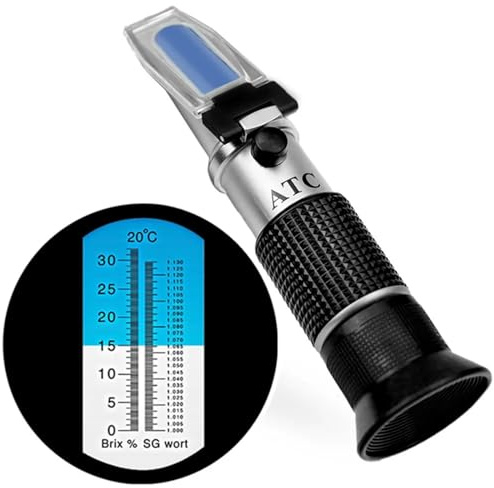 Refraktometer Ölört Vin Refraktometer ATC SG 1.000-1.130 och 0-32% for Refraktometer Socker Vinöl Frukt Rött vin och honung