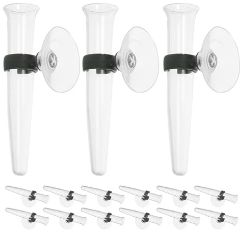PAMINGONO Lot de 16 Tubes en Plastique Transparents pour Fleurs avec Ventouses – Tubes à Eau Réutilisables pour Conservation et Hydratation des Tiges – Vase Tubulaire pour Fleuristes et