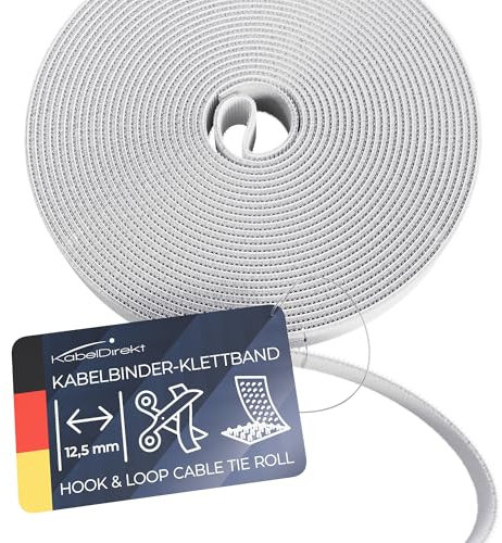 KabelDirekt – 12,5 mm x 5m Fascette Fermacavo (con micro ganci, fibre sintetiche, lunghezza regolabile individualmente, per disposizione, raggruppamento dei cavi),