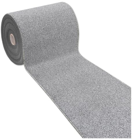 EMMEVI Modelo Alexa Alfombra de cocina tejida plana color liso antideslizante multiusos para pasillo, baño 50x75 cm gris