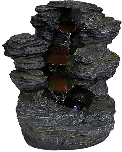 Köhko 11005 Fontaine d'intérieur, de jardin, aspect ardoise, avec éclairage LED