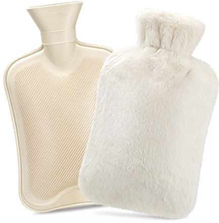 Wärmflasche Mit Bezug, Dawdix 2L Warmflasche Bettflasche Wärmeflaschen Wärmebeutel Warmeflasche hot water bottle mit weichem Fleeceüberzug Bettflasche Geschenk für Frauen Mutter Vater