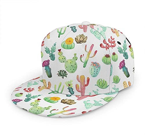 Oaieltj Unisex Baseball Cap Herren Damen Einstellbare Snapback Trucker Hat Mode Hip-Hop Baseball Cap, Bunte, lebendige Kaktus-Sukkulenten, One size
