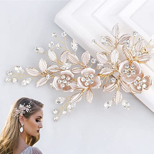 Forcina a Foglia di Fiore, Accessori per Capelli da Sposa Fatti a Mano, Copricapo per la Testa per Matrimonio, Fermagli per Capelli da Sposa, Matrimonio Pettini per Capelli per Donne e Ragazze