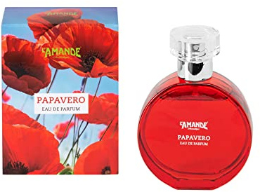 L'AMANDE - Profumo Donna Fresco e Naturale con Note di Mimosa e Orchidea, Profumo Donna con Profumi di Ambra e Muschio Bianco, Eau de Parfum Sentori Fioriti e Speziati - Papavero, 50 ml
