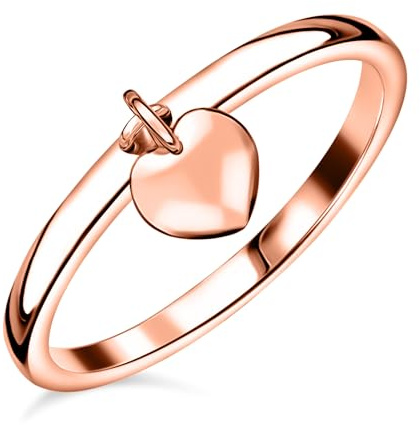 TJC Anello a fascia da donna in argento Sterling con ciondolo a forma di cuore in platino e oro placcato in argento 925, regalo di San Valentino, per donne, figlia, moglie, coppie, anelli a forma di