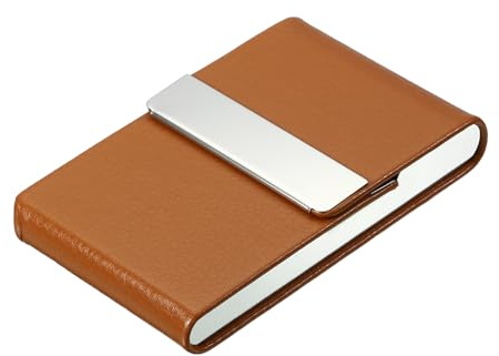 YOKIVE Estuche Protector De Tarjetas De Visita Con Cierre Magnético Y Cubierta De Cuero PU | Para Almacenar Tarjetas De Visita, (Color Albaricoque, 3.86 x2.3x0.51)
