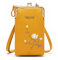 PORRASSO Mode Handy Umhängetasche Damen Handytasche Mini Geldbörse Crossbody Bag mit Kartensteckplatz PU Schultertasche Gelb