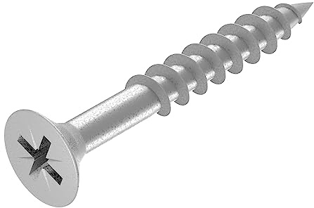 SECCARO Tornillos para aglomerado 4 x 30 mm, en acero inoxidable V2A VA A2, tornillos para madera con rosca parcial, Phillips de cruz/PZ, 250 piezas