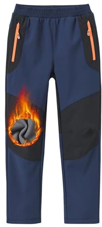 MoFiz Skihose Jungen Warm Thermohose Winter Arbeitshose Kinder Wasserdicht Schneehose Wanderhose Marineblau L