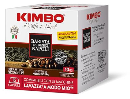 Kimbo Capsule Compatibili Lavazza A Modo Mio - 128 Capsule - Barista Espresso Napoli - 8 Confezioni da 16 Capsule