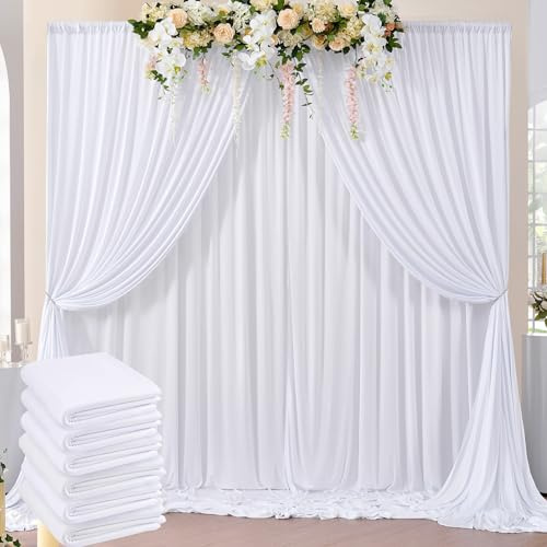 Htper 3 x 9 m cortina blanca para telón de fondo, cortina de fondo de fiesta fondo blanco de la boda, poliéster fondo blanco cortinas para cumpleaños baby shower bautizo ducha nupcial