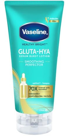 Vaseline Healthy Bright Gluta-Hya Serum Burst Lotion Smoothing Perfector 170 Ml, with AHA + BHA + PHA, Shed Old Skin Cells Reveals Smooth, Glowing Skin From First Use