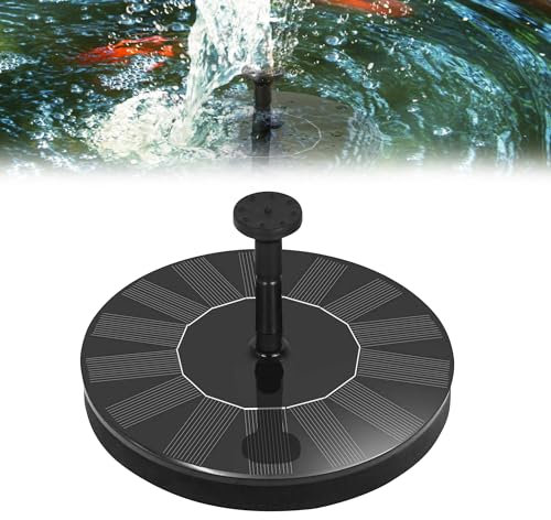 CEEDIR Fontaine solaire ronde 1,4 W - Pompe solaire - Pompe de bassin - Pompe à eau - Fontaine pour bassin de jardin - Réservoir à poissons - Décoration de jeu d'eau (1,4 W, ronde)