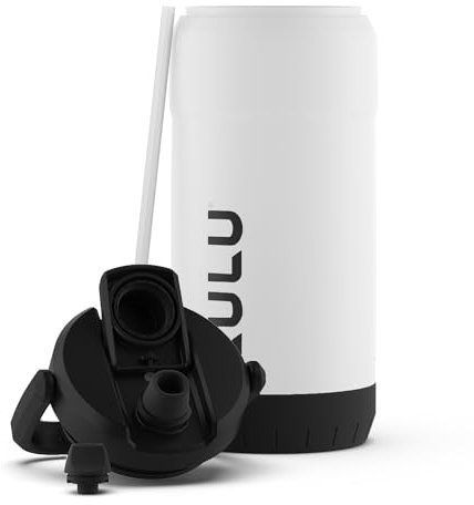 ZULU Goals 101oz Vacuum Triple Wall Insulated | Large Stainless Steel Water Bottle Thermoses with Carry Handle | Chug and Straw Spout | Travel, Gym, Hiking, Camping | 120 Hours Cold | White