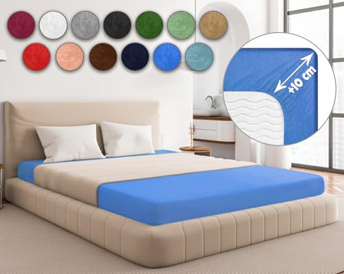 Sesto Senso Lenzuolo con Angoli 90x200 Azzurro Spugna Frotte 100% Cotone