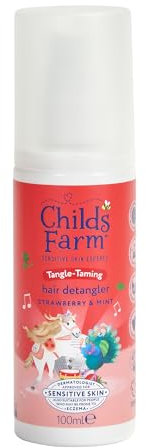 Childs Farm Tangle Taming Hair Detangler Spray, Heat Styling Protector, Strawberry and Mint, Children, Kids, 100ml