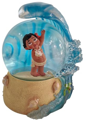 Enesco Disney Showcase Baby Moana håller ett skal vattenboll vattenglob, 15 cm, flerfärgad