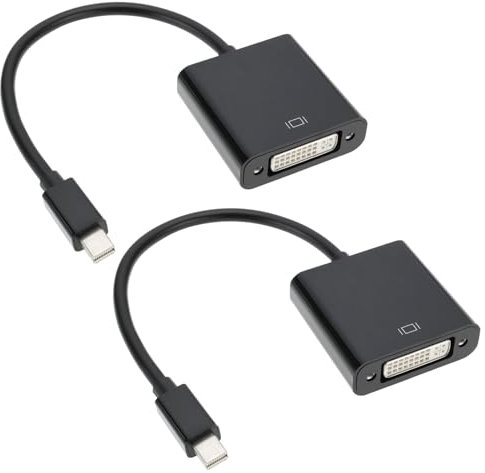 ECSiNG 2 Pezzi Convertitore Mini DP A DVI-D Da Adattatore DisplayPort A DVI Da 20 Pin 10,8 Gbps 1 Mbps Canale Ausiliario Bidirezionale Per Windows Ubuntu Nero