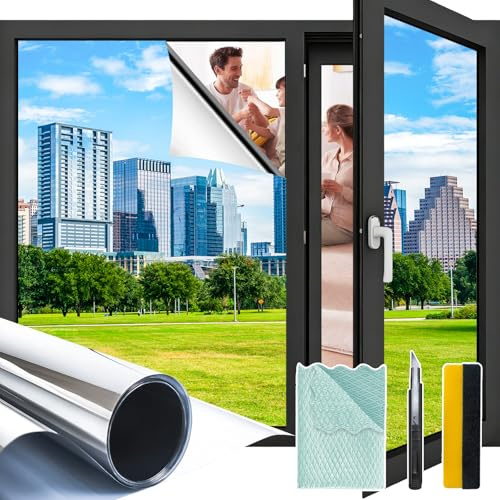Carethos One Way Privacy Window Film Silver Mirror Heat Control,17.7x78.7