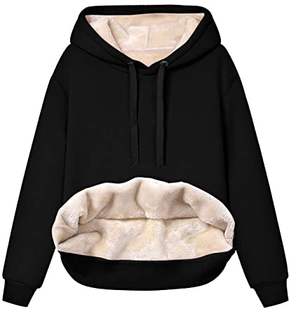 Generisch - Veste en fausse fourrure pour femme - Hoodie en sweat à capuche - Doublé en polaire - Velours chaud - Hoodie à col V - Manches longues - Sous-vêtements - Hauts - Blouse - Vêtements pour