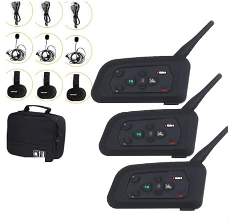 Juego de 3 unidades de intercomunicador de 1200M, dúplex completo, 3 vías, entrenador de fútbol, ​​gancho for la oreja, auricular, de comunicación de árbitro, interfono BT Para casa, hospital, hotel