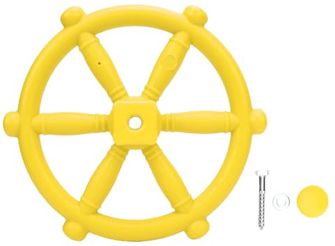 Miskall Jouet de Roue de Bateau Pirate, Volant pour cabane dans Les Arbres, Maison de Jeu extérieure, Ensemble de Jeu de balançoire, Accessoires d'aire de Jeu (Yellow)