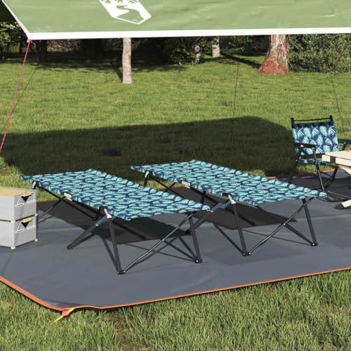 QUAHEAS Letto da campeggio pieghevole, 2 pezzi, verde foresta, 206 x 76 x 47 cm, robusto telaio in acciaio, tessuto Oxford resistente alle intemperie, leggero, compatto e stabile, per esterni