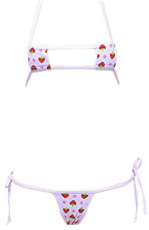 Mini Bikini Strawberry lace up Underwear Set Anime Role Play T-String Bikini (S0352Red)