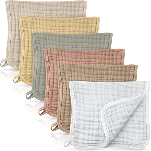 Irenare 6 Pack Muslin Burp Cloths, Baby Girl Cotton Rags, Light Color
