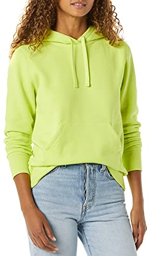 Amazon Essentials Sudadera con Capucha y Corte Regular de Felpa Francesa (Disponible En Tallas Grandes) Mujer, Verde Lima, XL
