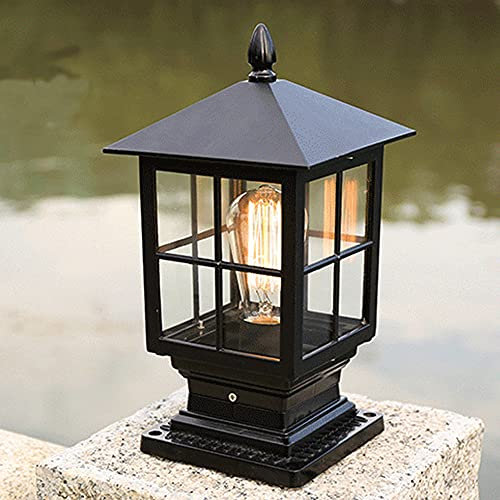 ChaoZan Farola para exteriores,Farola para exteriores de estilo antiguo con marco de aluminio negro, para entrada de jardín al aire libre y antorcha de luz de camino,P55,230 V / E27 Max 80 W