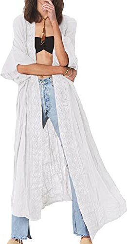 YouKD Dam Boho lång kimono-klänning stor storlek cardigan strand baddräkt täcker kläder