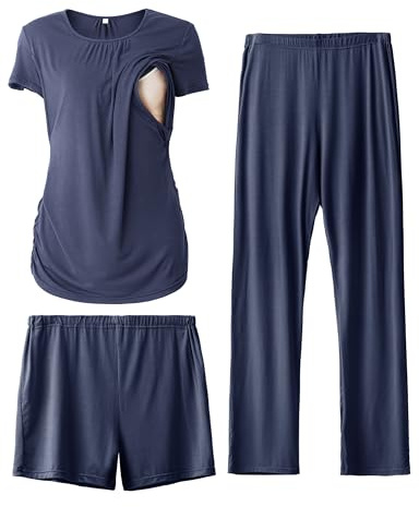 SUNNYBUY dam Weich Pyjamasset | Kortärmade underkläder, graviditetsshorts och byxor för alla årstider, loungeset för dag och natt