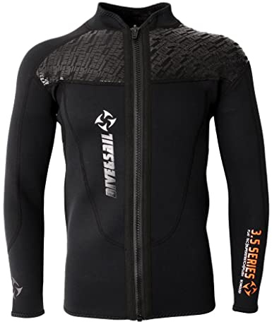 Veste de Combinaison en néoprène 3 mm pour Homme avec Fermeture éclair sur Le Devant, Manches Longues, Haut d'entraînement pour la Natation, la plongée avec Tuba, Le Surf - Certaines Tailles - 3XL