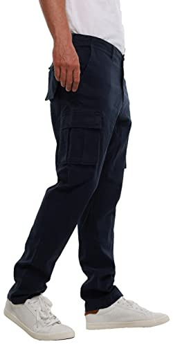 MIG Mens Stretch Cargo Chino Trousers, Cotton Regular Elasticated Slim Fit | Stretch cotton cargo chino trousers with elasticated comfort and a regular slim fit for work and casual wear