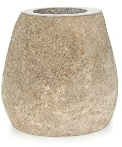 wohnfreuden Flussstein Toilettenbürstenhalter ca. 19 cm Unikat Bad Gäste WC Bürste Zubehör Garnitur Accessoires Naturstein