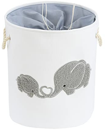 INough Cesto Giochi Bambini Cesta Elefante Portaoggetti Ceste Portabiancheria Portatile Cesta Panni Sporchi, Grande Cesto porta Biancheria Sporca per Bagno Round Stoccaggio Paniere Contenitori, Grigio