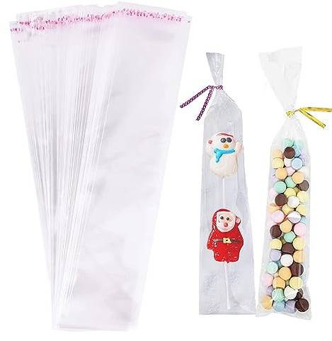 Bolsas Celofan Transparente,dancepandas 300PCS 6 * 24cm Bolsas Celofan Autoadhesivas Bolsas Transparentes para Regalos Chuches Galletas Piruletas Cumpleaños Boda Comunión